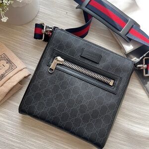 Gucci Small Black GG Supreme Messenger Bag